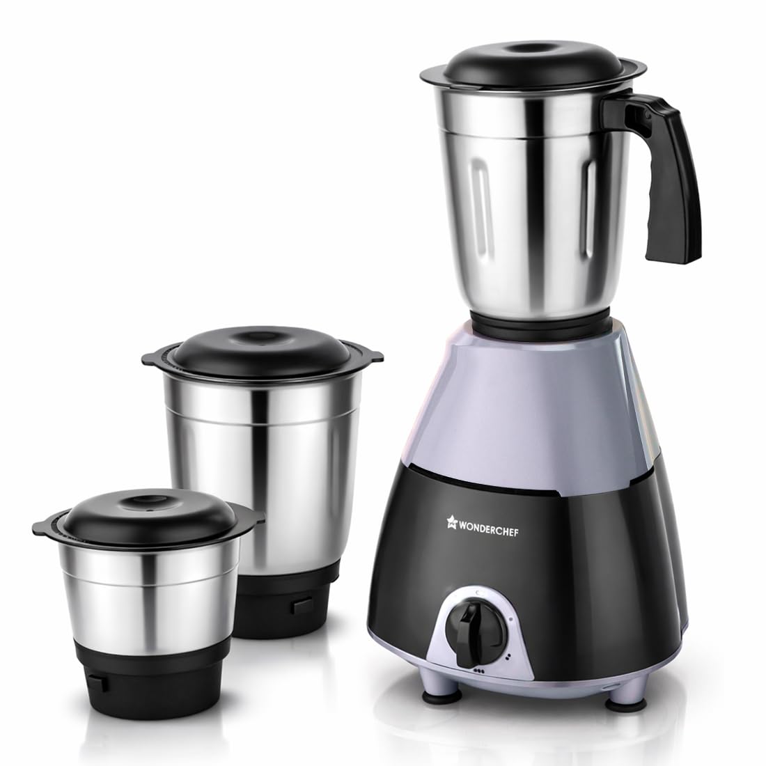 Wonderchef Vista Plus Mixer Grinder for Kitchen, 500W, 3 Multi-purpose Jars, Stainless-steel Blades for Masala, Chutney, Idli/Dosa Batter, Puree, Paste, 3-Speed Control, Pulse Function, 2-Yr Warranty