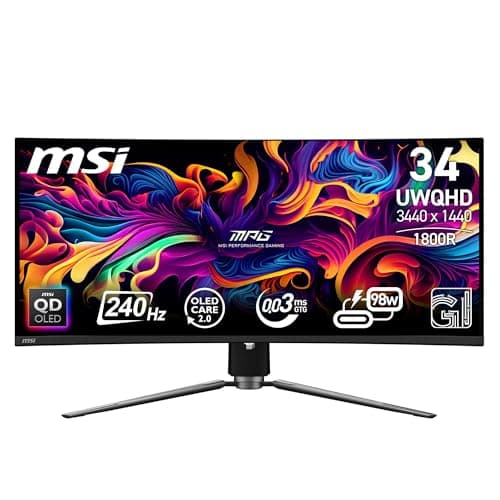 MSI MPG 341CQPX 34 Inch Curved QD-OLED Gaming Monitor