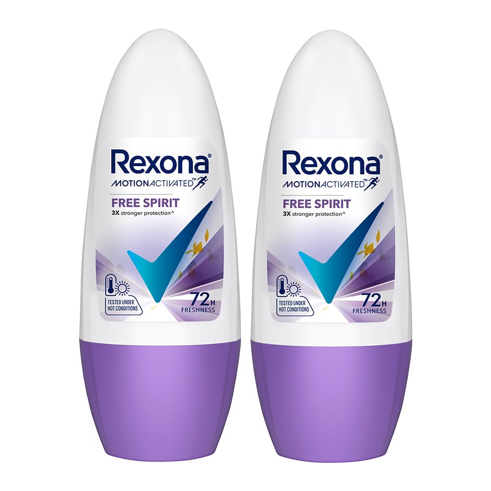 Rexona Motion Activated Roll-On | Free Spirit Underarm Deodorant for Women | up to 72Hr sweat+odour defence | 45 ML (Pack of 2)