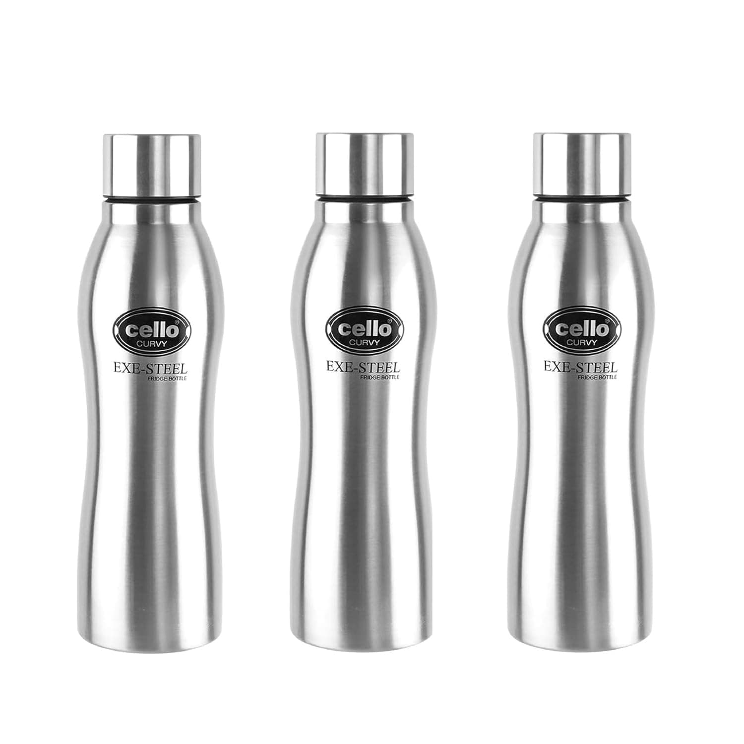 Cello New Curvy Stainless Steel Bottle Set of 3 (1000ml)
