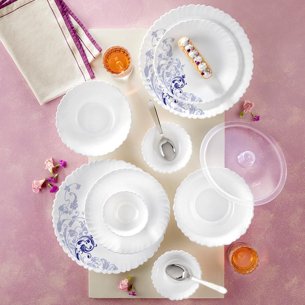 Larah by Borosil 41 Piece Opalware Dinner Set