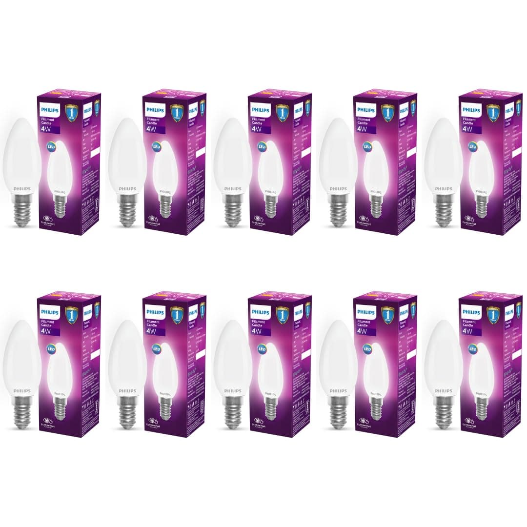 Philips 4W Frosted Candle E14 LED Bulb Pack of 10