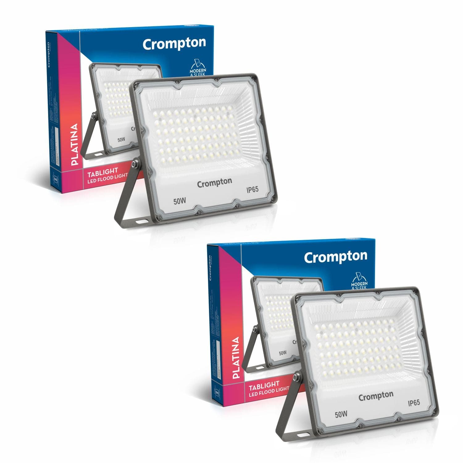 Crompton TabLight 50W IP65 Outdoor LED Flood Lights Pack of 2