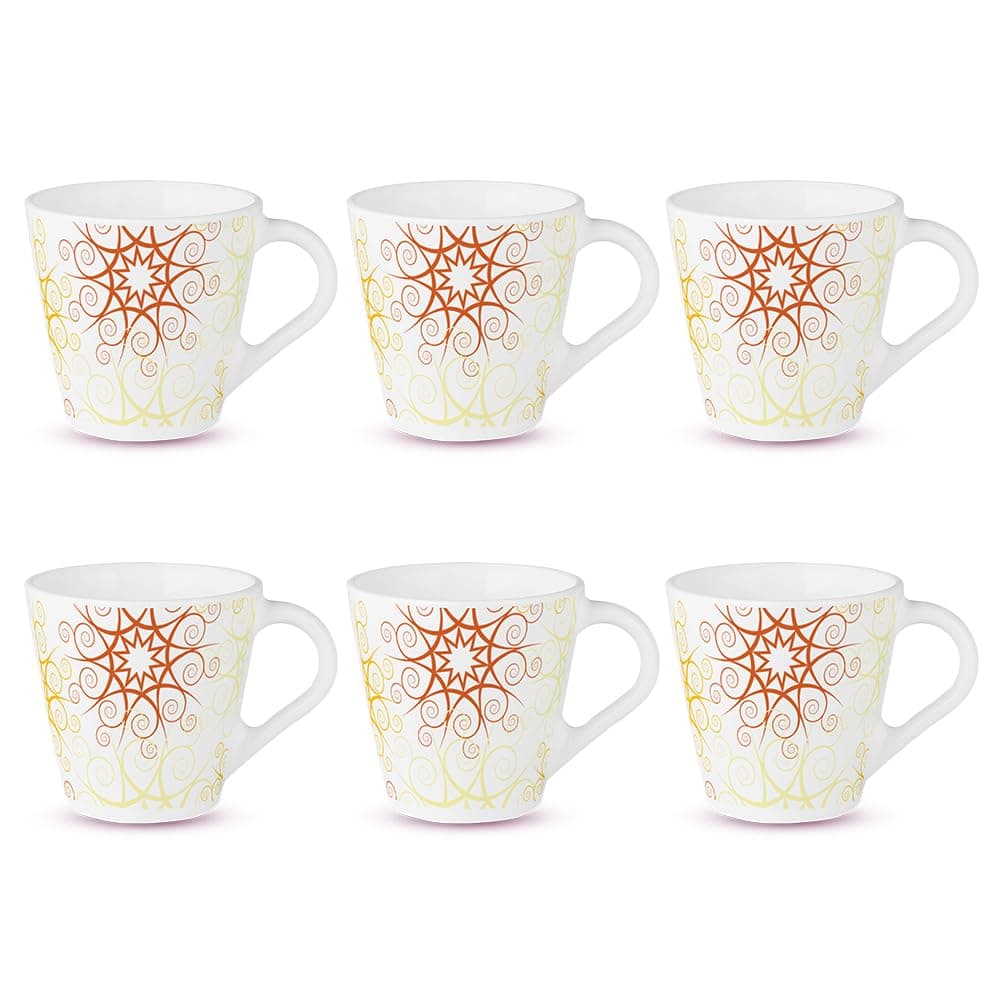 Larah by Borosil Zoya Opalware Mug Set of 6 (110 ml)