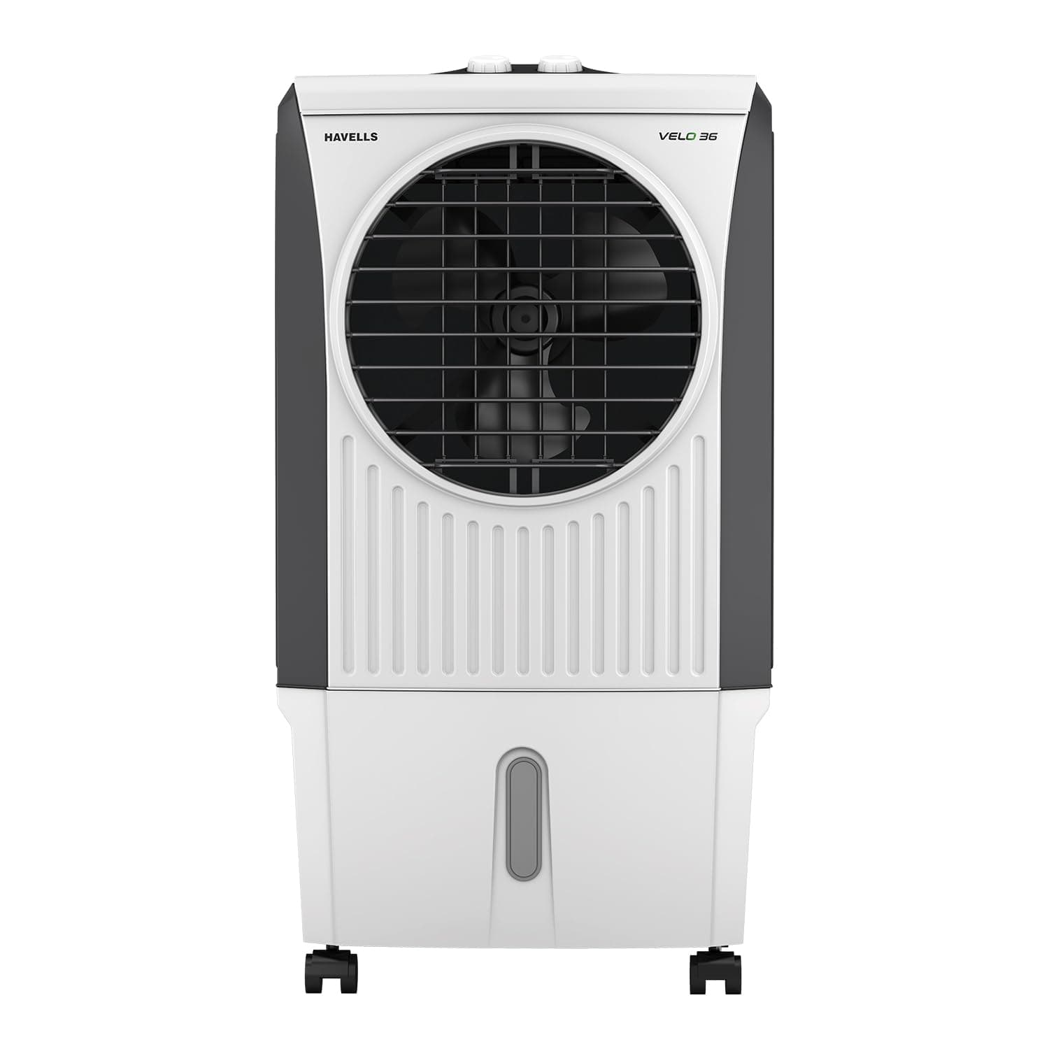 Havells Velo 36 L Personal Air Cooler for Room | Powerful Air-Delivery | With Fan & 3 Side Bacteria Shield Honeycomb Pads | Double Ball Bearing Motor | Front Wheels with Brakes | Aerodynamically designed blades