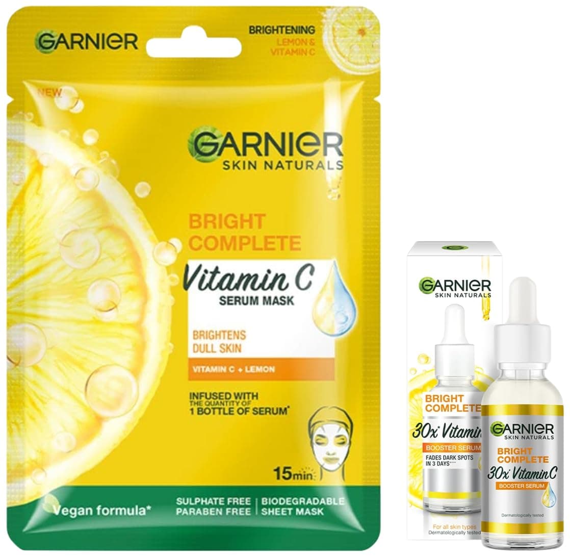 Garnier Skin Naturals Vitamin C Serum 30ml with Sheet Mask 30g