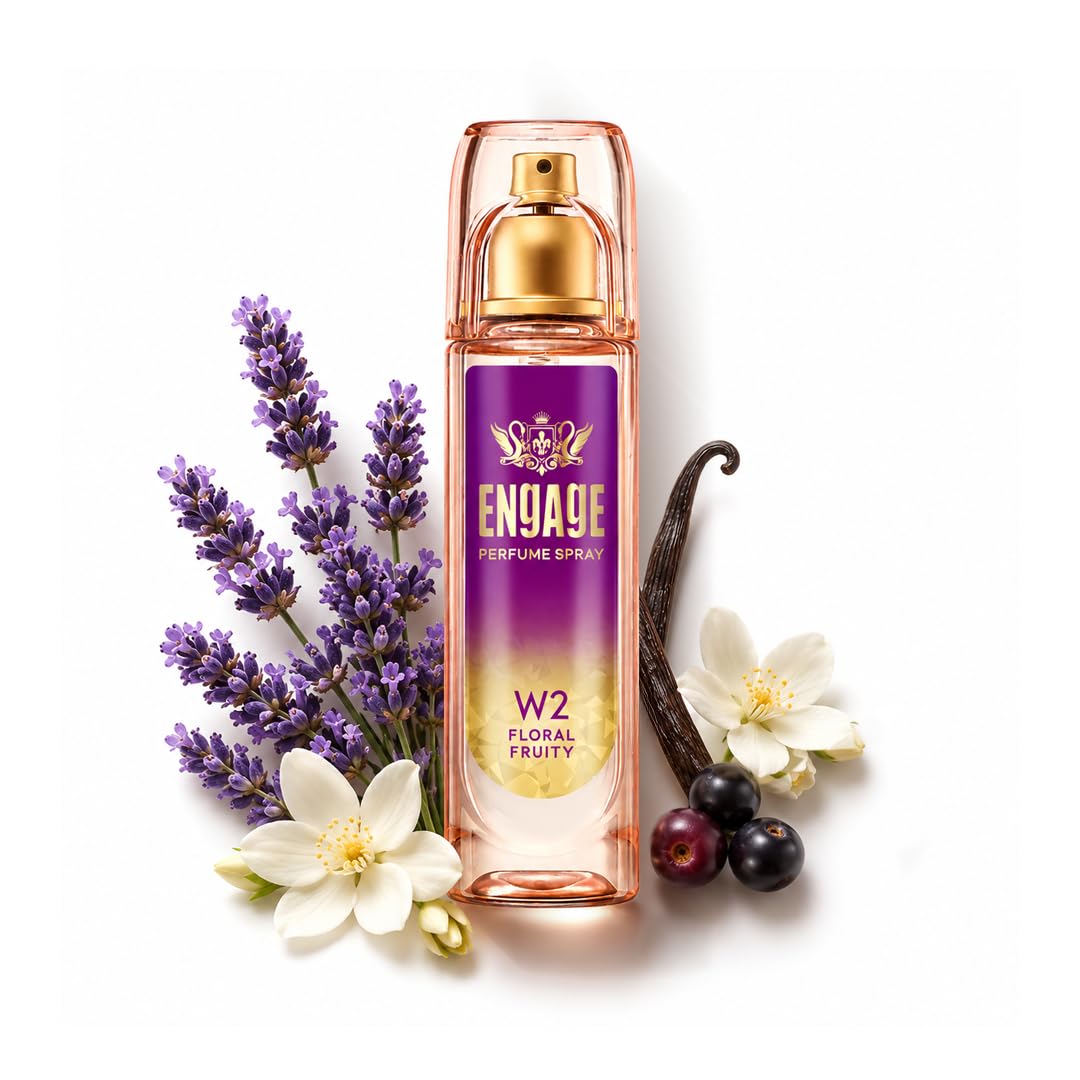 Engage W2 Perfume Spray for Women 120ml | Floral & Fruity | Berries, Orchid, Vanilla | 24 hr Freshness | Long Lasting | No Parabens | No Silicones | Dermatologically Tested | Crafted for Everyday Luxury