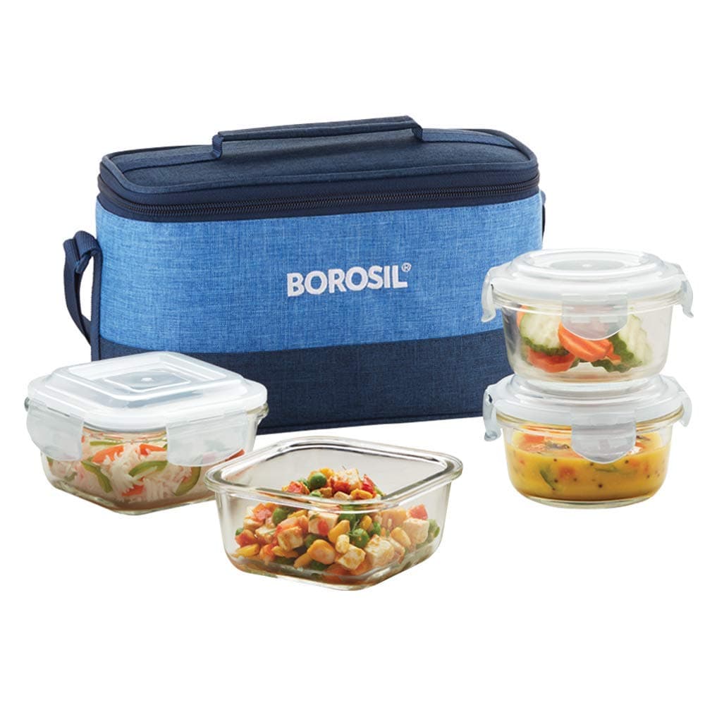 Borosil Prime Glass Lunch Box Set (4 Containers)