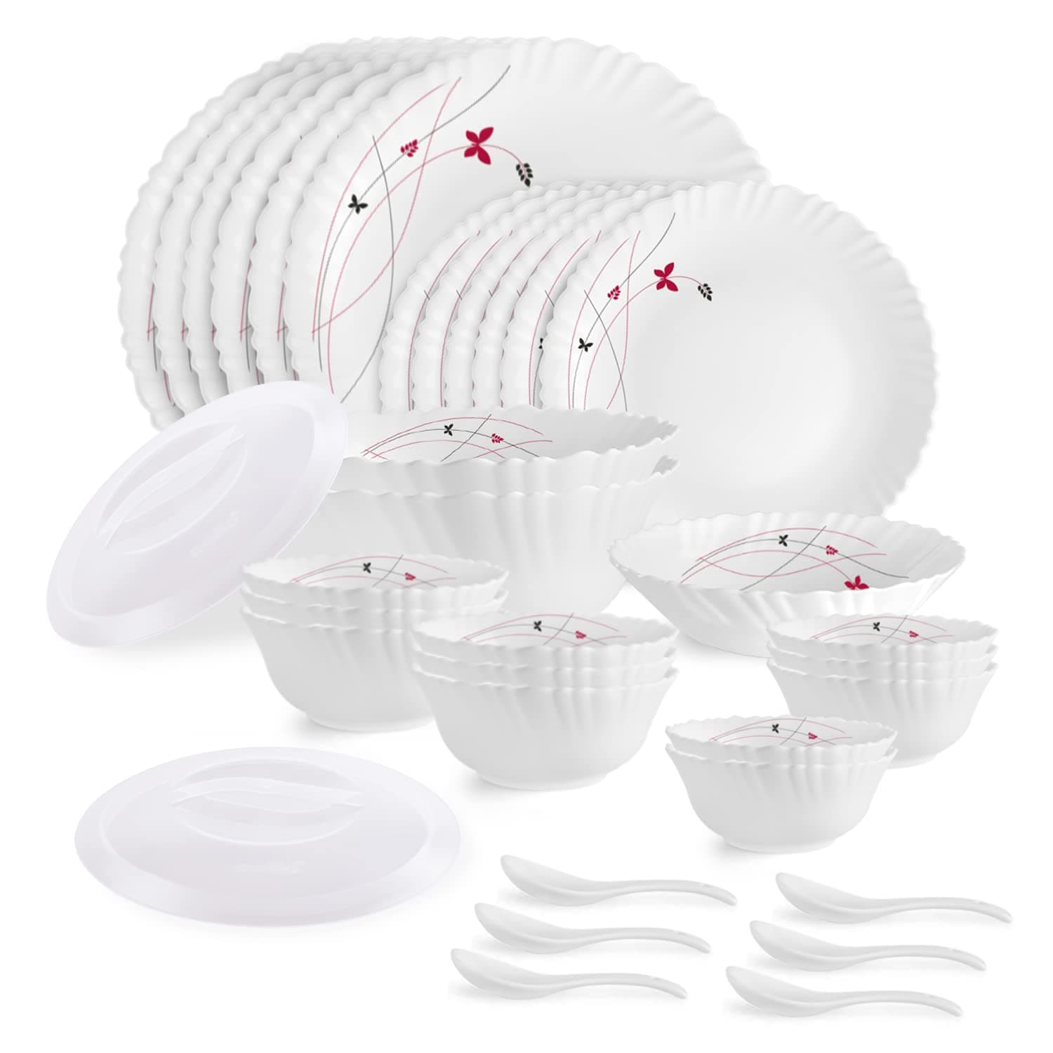 Cello Opalware Dazzle Series Lush Fiesta 35 Piece Dinner Set