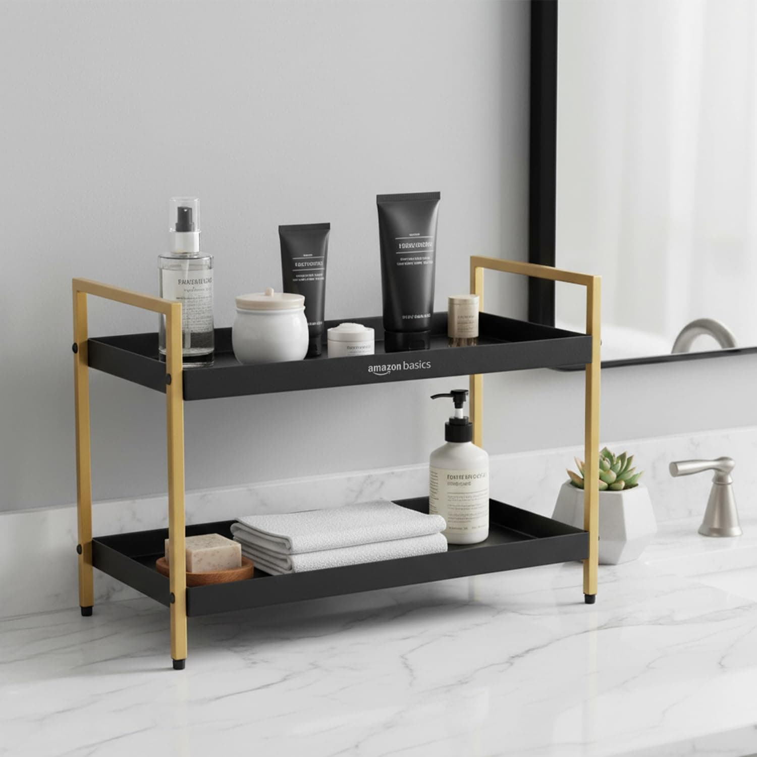 Amazon Basics 2-Tier Multipurpose Metal Countertop Organizer Rack