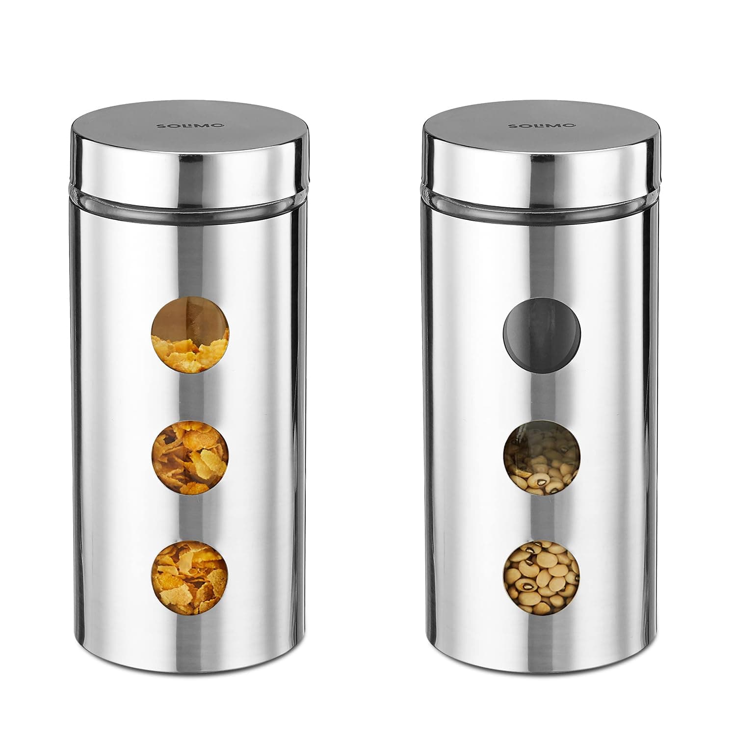 Amazon Brand - Solimo Steel Jacketed Glass Jar 1700ml Set of 2