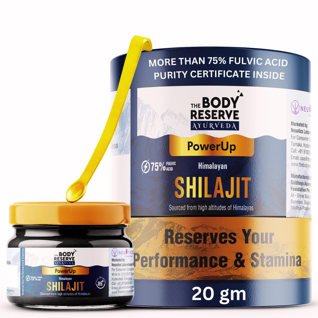 The Body Reserve Shilajit For Men 20gm Shilajeet Resin 500mg/Serving, 40 Servings More Than 75% Fulvic Acid, Purity Certificate Inside Box Sourced From Himalayas 19,000Ft, Shilajit Resin For Men Women 100% Ayurvedic