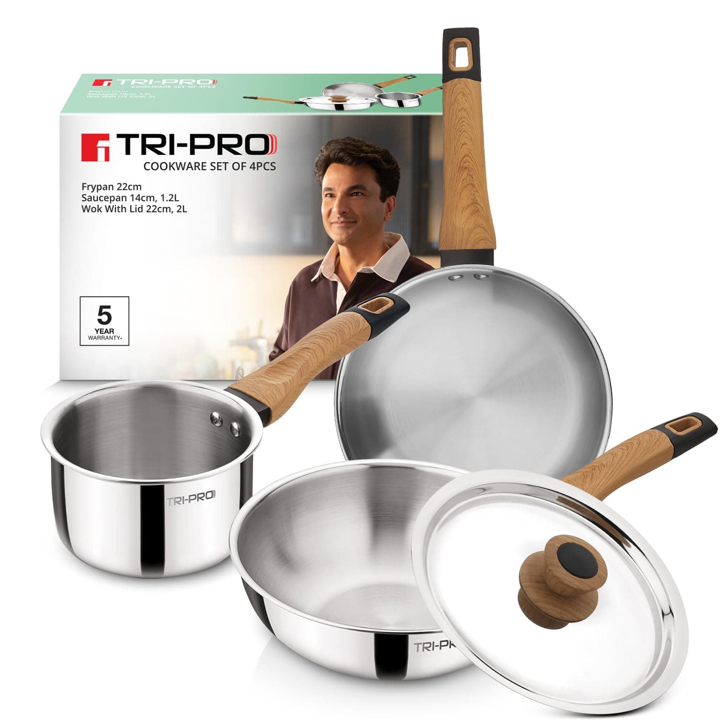 Bergner Tripro Triply 4 Pcs Cookware Set