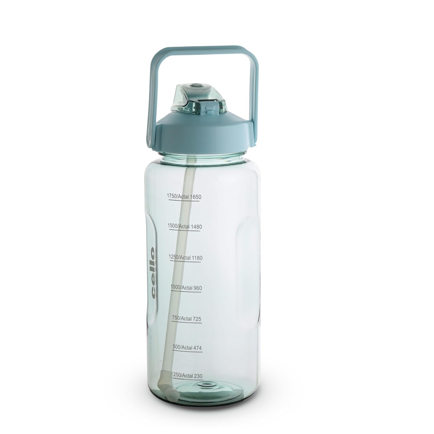 CELLO Gym Pro Large Inner Straw Sipper Water Bottle For Daily Use 2000 ml, Light Green | Stylish, Reusable & Unbrakable Leakproof Easy to Carry Handle Water Bottle For Fitness, Gym, Office & Outdoor
