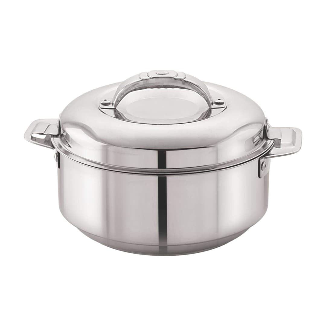 CELLO Maxima Insulated Casserole Hot Pot For Kitchen 2000 ml Silver | Easy to Serve Lightweight Outdoor Safe Keeps Food Hot and Warm Airtight Insulated Casserole Hot Pot Pack Set For Roti Rice Biryani