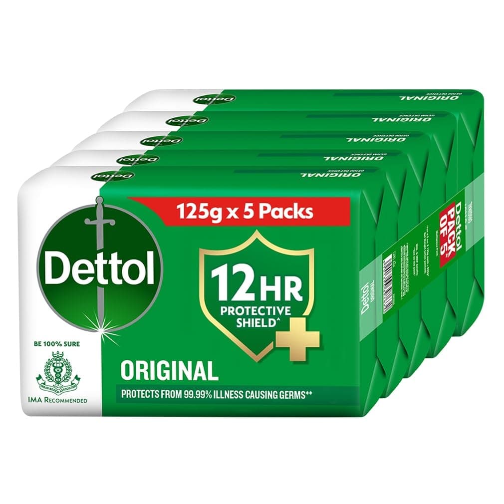 Dettol Original Germ Protection Bathing Soap Bar (125g, Pack of 5)