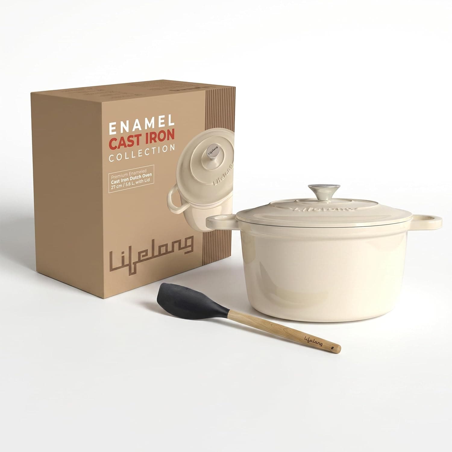 Lifelong Enamel Cast Iron Dutch Oven with Lid (5.6L, 28cm)