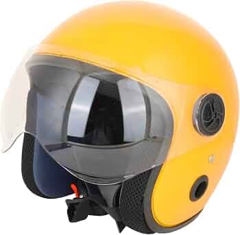 Sage Square Cruiser Open Face Helmet | ISI Certified | Clear Visor | Soft Inner Padding | Designed for Comfort & Style (Yellow Glossy)