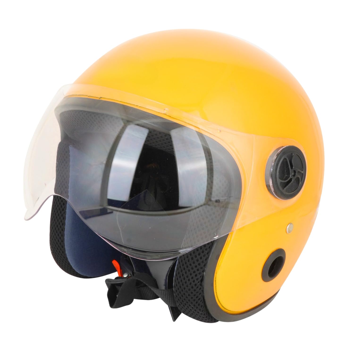Sage Square Cruiser Open Face Helmet | ISI Certified | Clear Visor | Soft Inner Padding | Designed for Comfort & Style (Yellow Glossy)