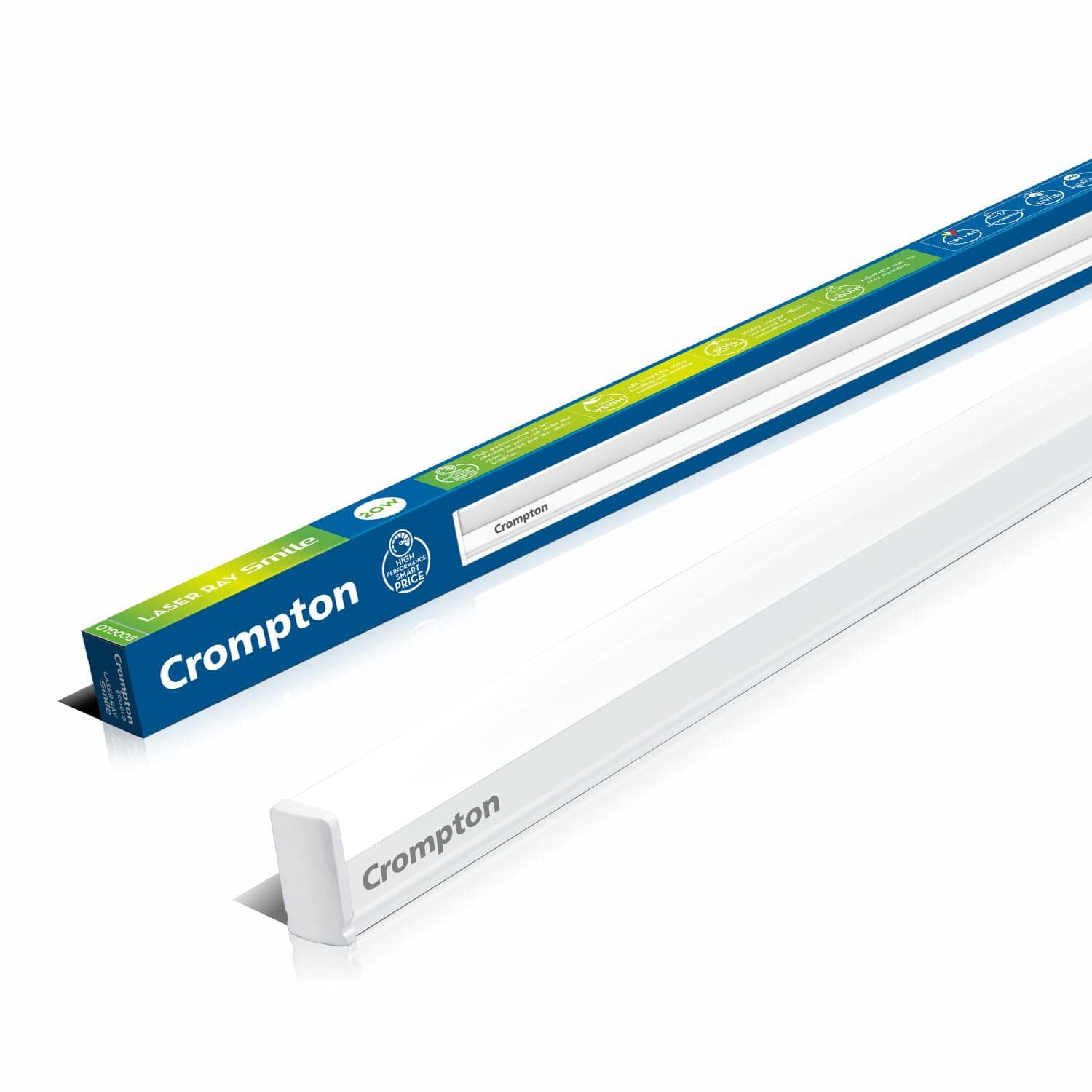 Crompton Laser Ray Smile 20W LED Batten | 4 feet Slim Batten for Living Room & Bedroom | Energy Efficient Tubelight for Home | BIS Approved | Natural White (6500K) (Pack of 1)
