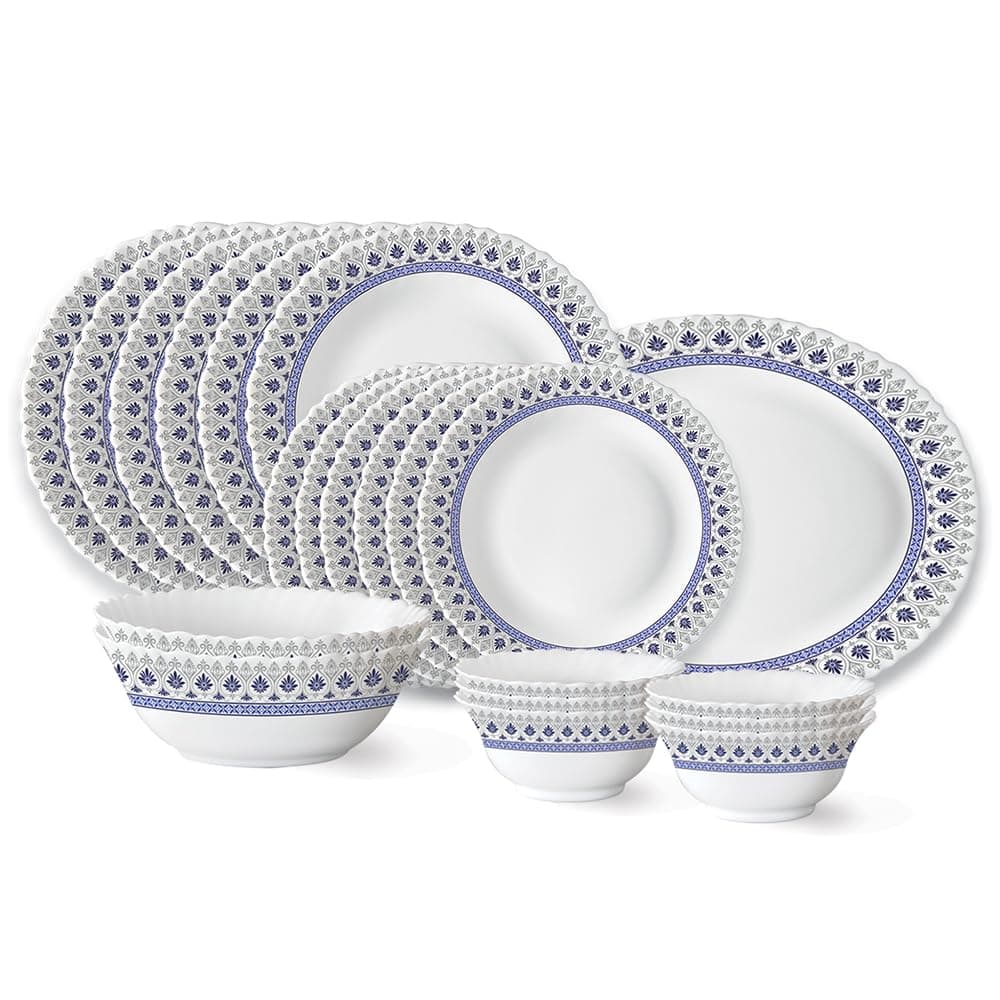 Larah by Borosil Ocean Fluted Opalware Dinner Set, 21 Pieces