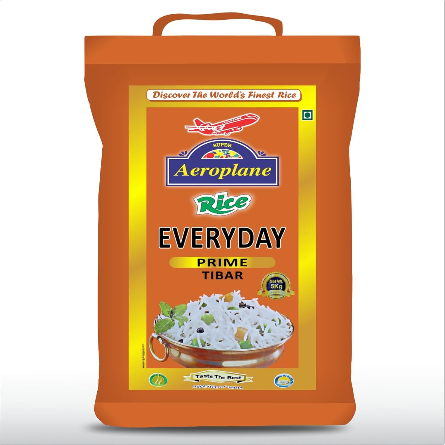 Aeroplane Family Choice Everyday Basmati Rice. Non-Sticky & Delicious, Perfect Rice for Daily Meals. 5kg