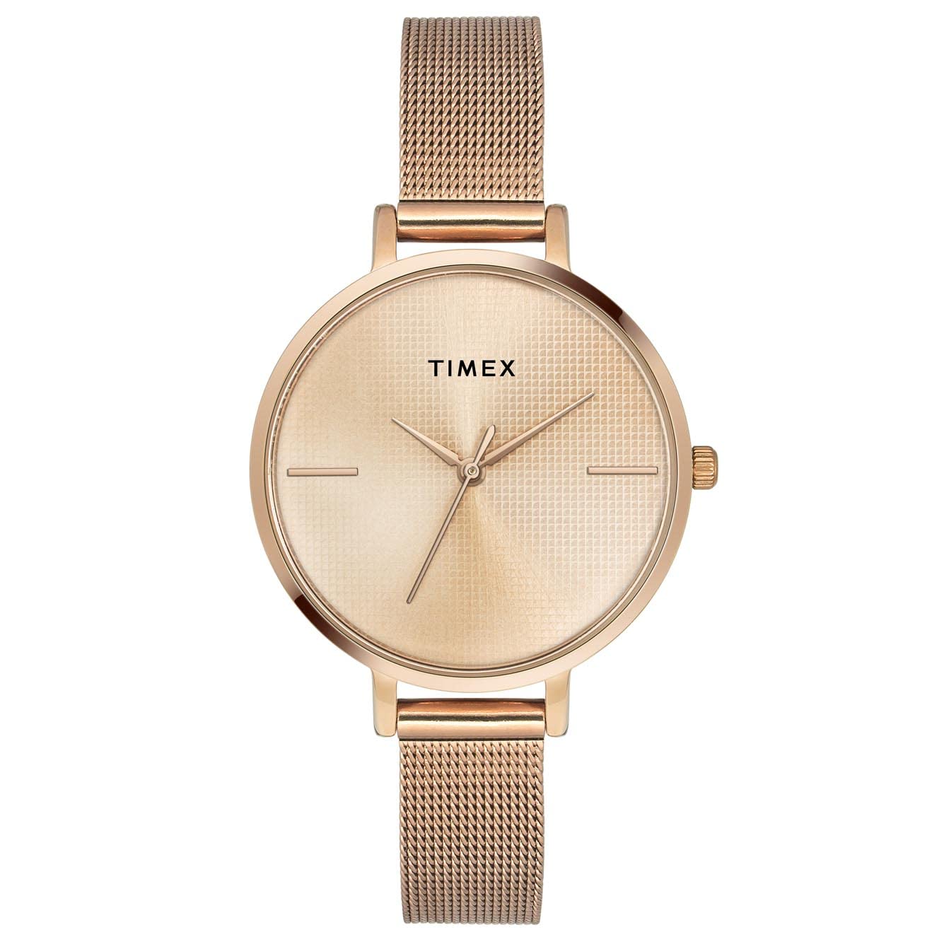 TIMEX Analog Watch for Women with Rose Gold Round Dial & Rose Gold Stainless Steel Bracelet Band Water Resistant Women's Wrist Watches - TWEL155SMU06