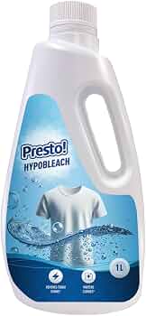 Amazon Brand - Presto! Hypobleach 1L | Fabric Whitener | Detergent Add-On Liquid | Effective Stain Remover | Brightens & Whitens Whites
