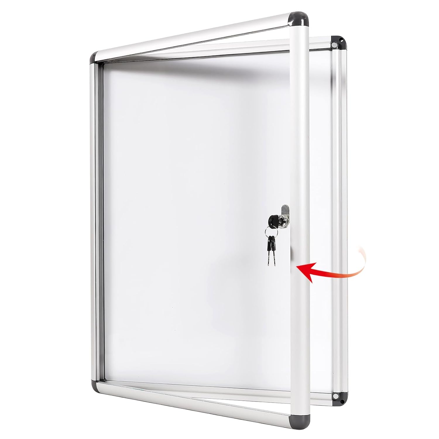 Swansea Enclosed Bulletin Board Dry Erase Noticeboard Lockable Display Boards White with Aluminium Frame 20x16inch(2xA4)