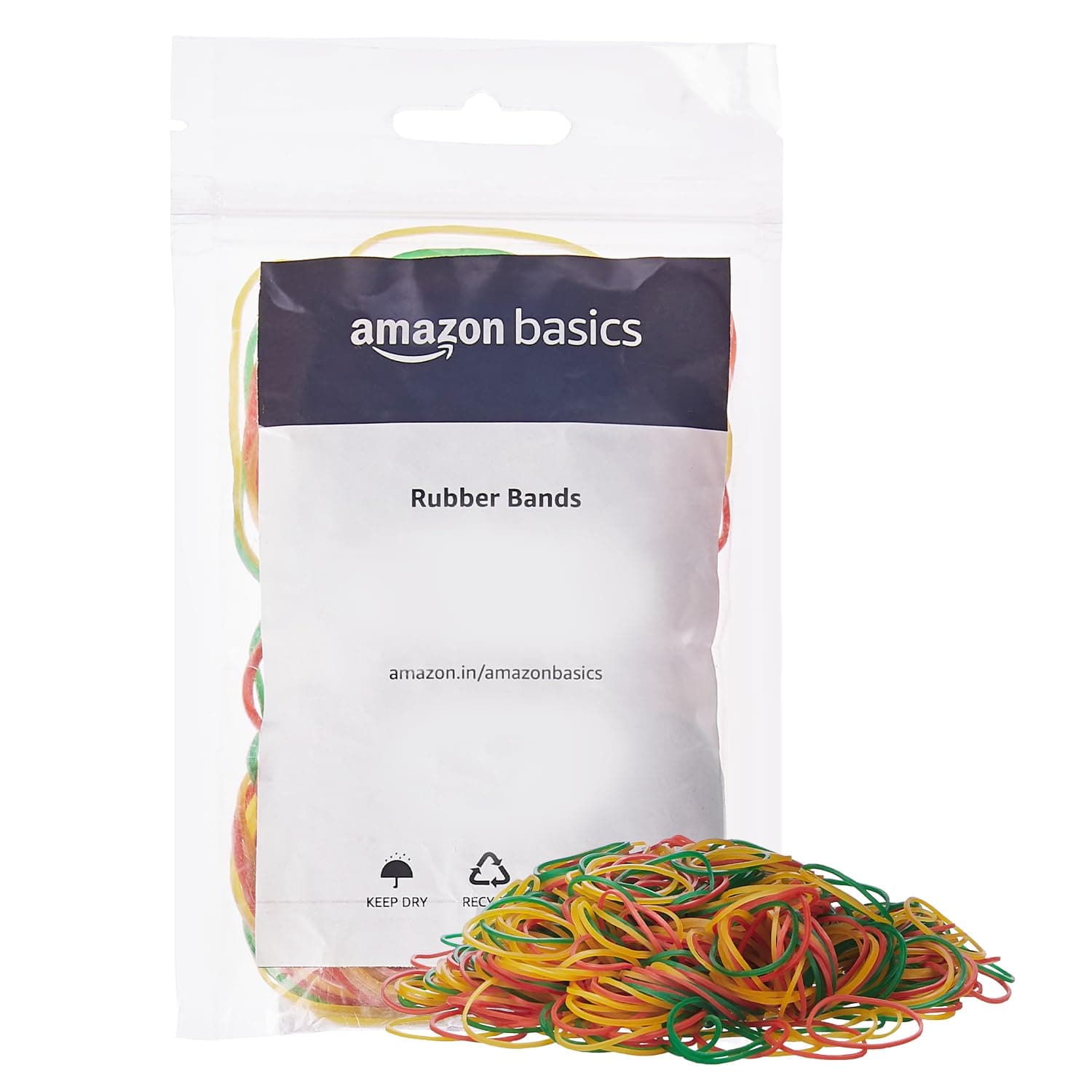 Amazon Basics 3 inch Rubber Bands (Pack of 50 gm)