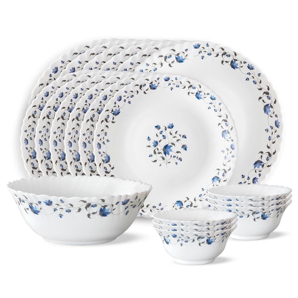Larah by Borosil Helena Opalware Dinner Set, 19 Piece