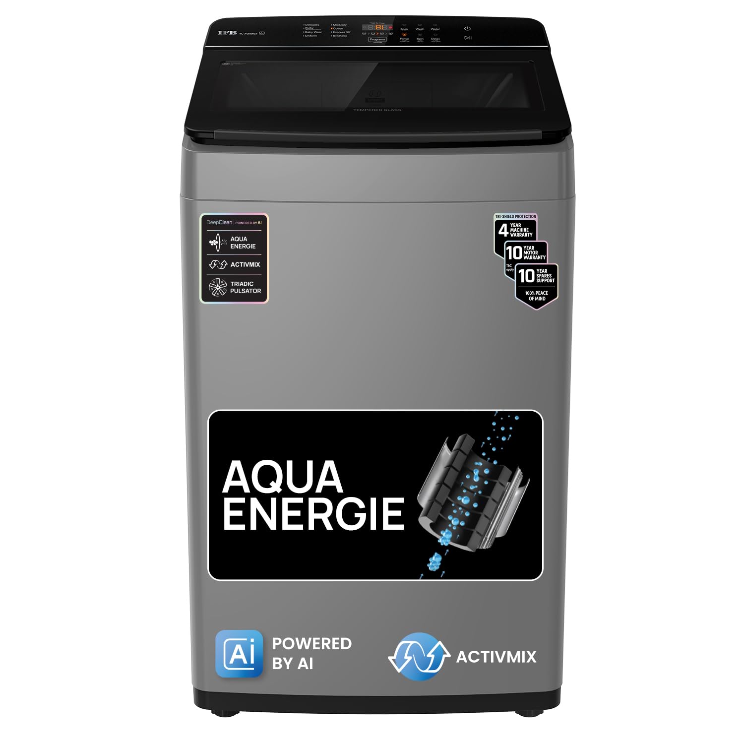 IFB 7 Kg 5 Star with Deep Clean® Technology, AI Powered, Fully Automatic Top Load Washing Machine (TL701MG1, ActivMix, Aqua Energie, Med Grey)