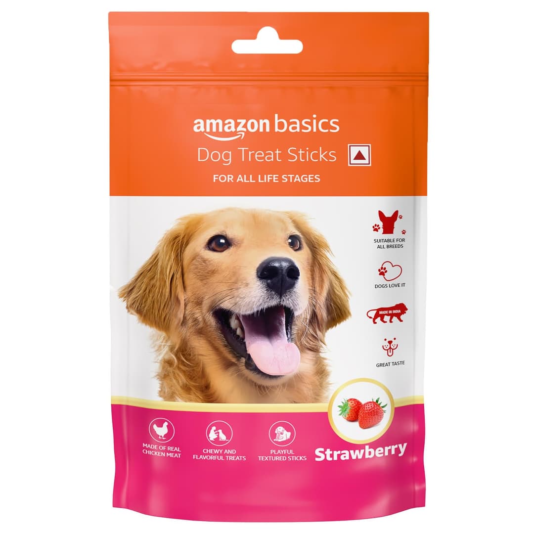 Amazon Basics Dog Treat Sticks Strawberry Flavor 140g