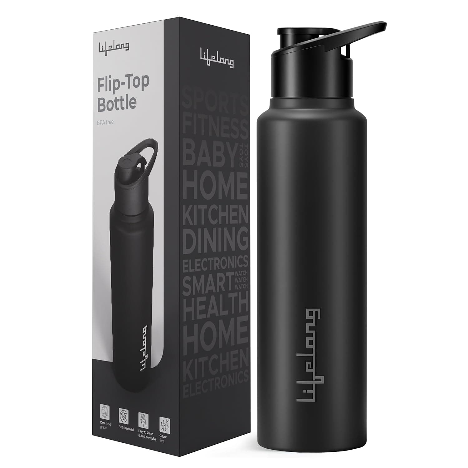 Lifelong Stainless Steel Water Bottle with Sipper 950ml