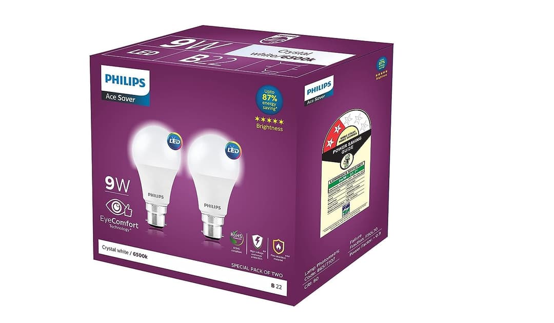 Philips Ace Saver 9W B22 LED Bulb, Pack of 2