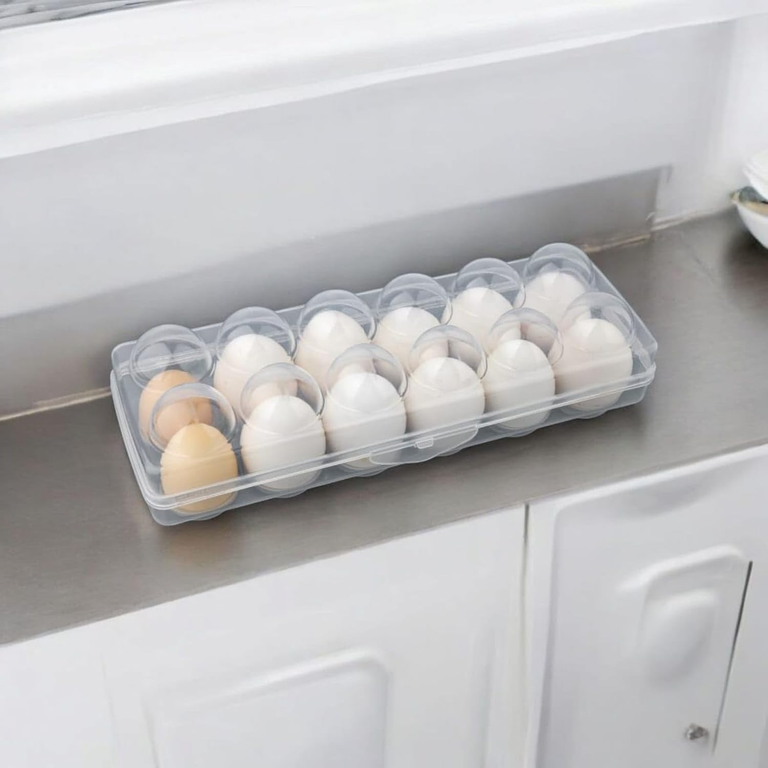 ARTO Clear Egg Trays for Refrigerator Organization – Stackable Egg Holder & Plastic Storage Container – Durable Dishwasher Safe Egg Carton Replacement – Kitchen & Fridge Organizer (Set of 2)