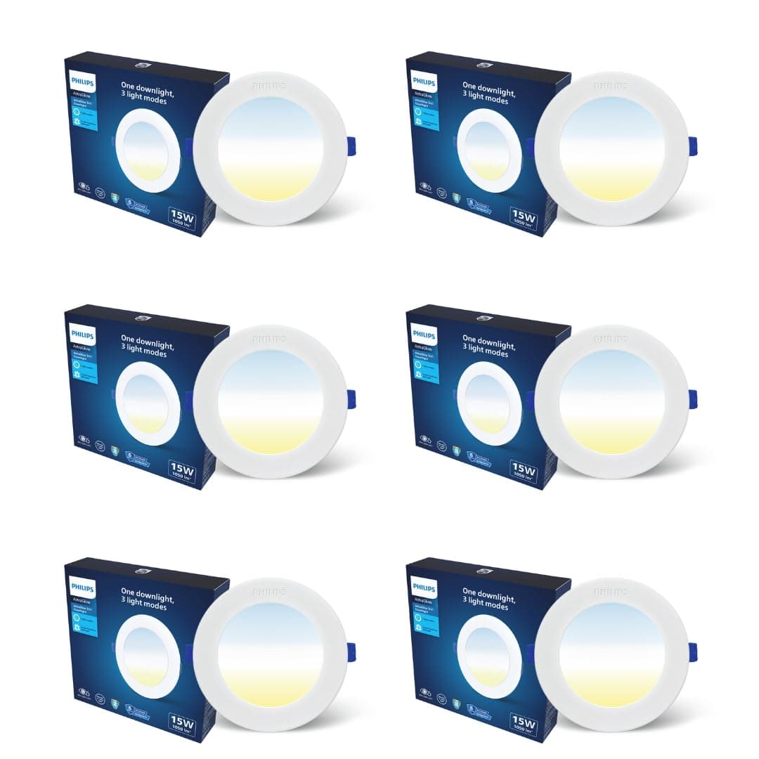 Philips AstraGlow 15W 3-in-1 Round LED Panel Light (Pack of 6)