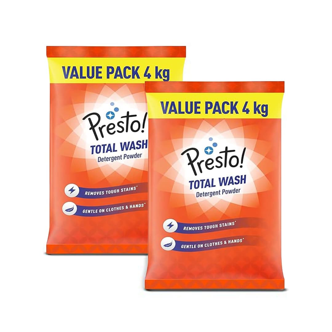 Presto! Total Wash Detergent Powder 8 Kg (4 Kg x 2)