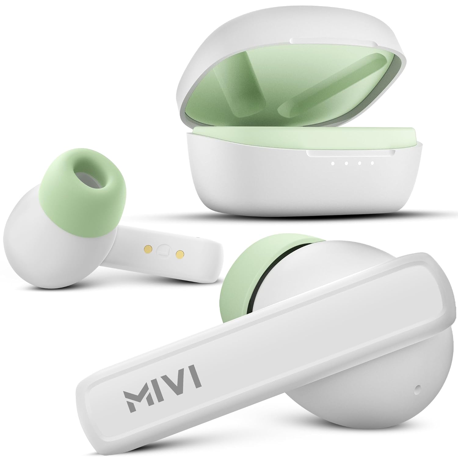 Mivi DuoPods Sync in Ear Earbuds | 60H Playtime Bluetooth Earphones Wireless | Earbuds ENC for Clear Calls | 13mm Drivers Ear Buds Wireless | Gaming Mode | BT 5.3 TWS ENC Earbuds Style | Earpods