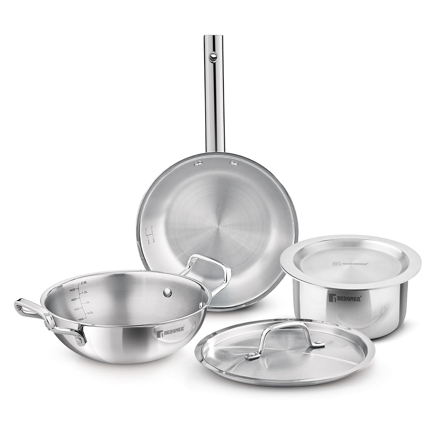 Bergner Tripro Triply Stainless Steel Cookware Set (5 Pieces)