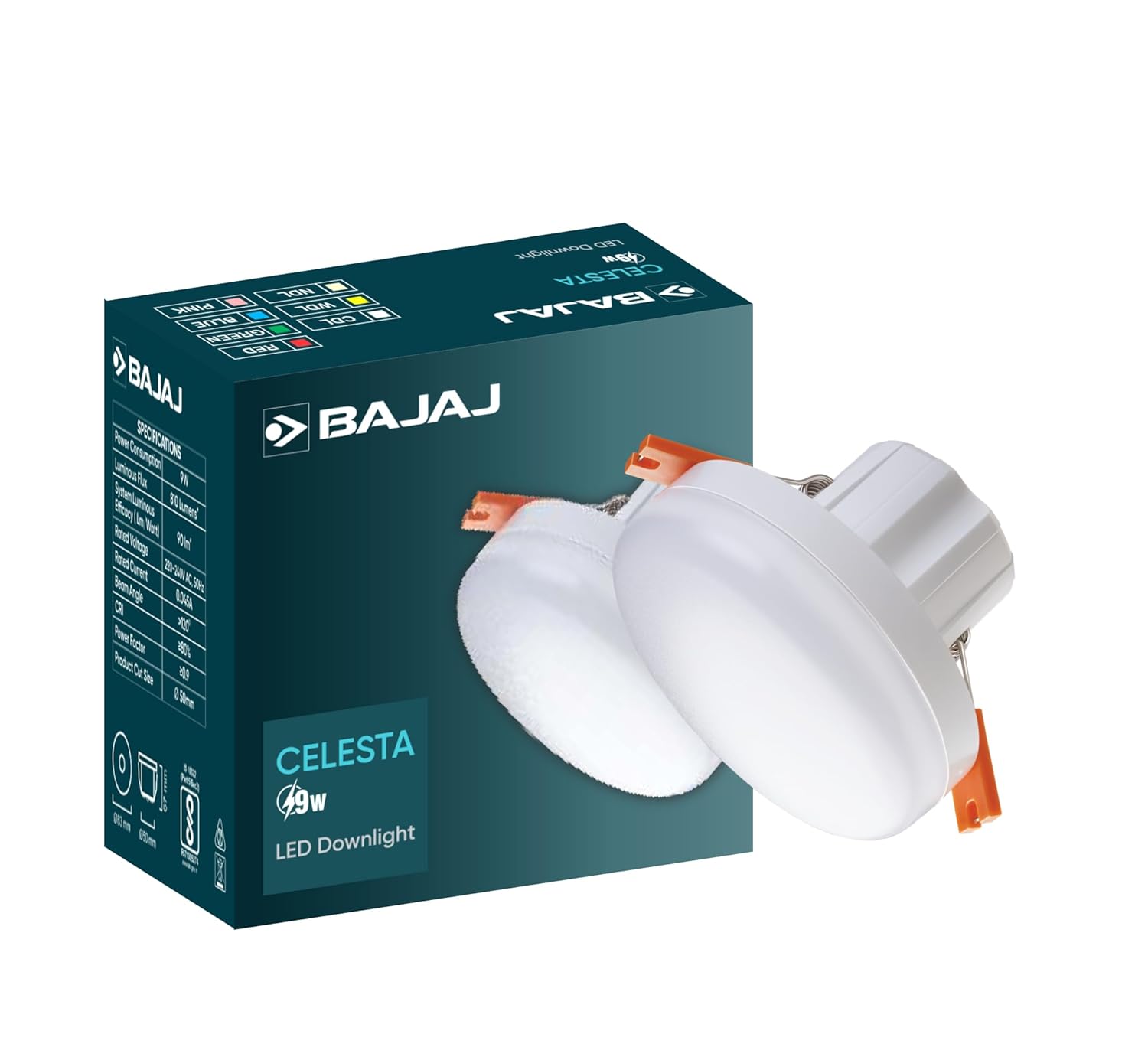 Bajaj Polycarbonate Celesta LED Deep Downlight 9W | for Smaller Spaces | LED Back-Lit Technology | Pink (Pack of 1)