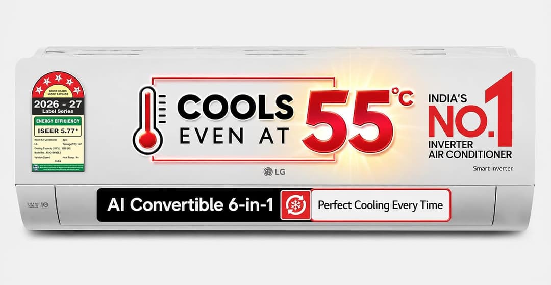 LG 1.5 Ton 5 Star AI Convertible Inverter Split AC