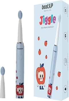 beatXP Jiggle Sonic Electric Toothbrush for Kids with 2 Brush Heads & 3 Cleaning Modes | Rechargeable Electric Toothbrush | 20500 strokes/min with Long Battery Life (Snoozy Blue)
