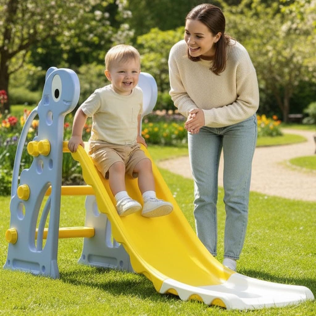 Lifelong Cuppy Slide for Kids (2–4 Years) | Compact Indoor & Outdoor Baby | Durable Plastic & Rounded Edges Slide with Anti-Slip Steps | Stable Design & Easy Assembly Smooth Slider for Toddlers