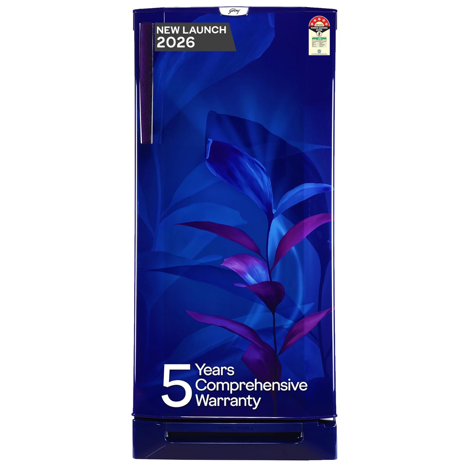 Godrej 185L 5 Star with 5 Years Comprehensive Warranty, 24 Days Farm Freshness, 22L Jumbo Vegetable Tray, Base Drawer Direct Cool Single Door Refrigerator (RD 195EN TDI MN BL, Marine Blue)