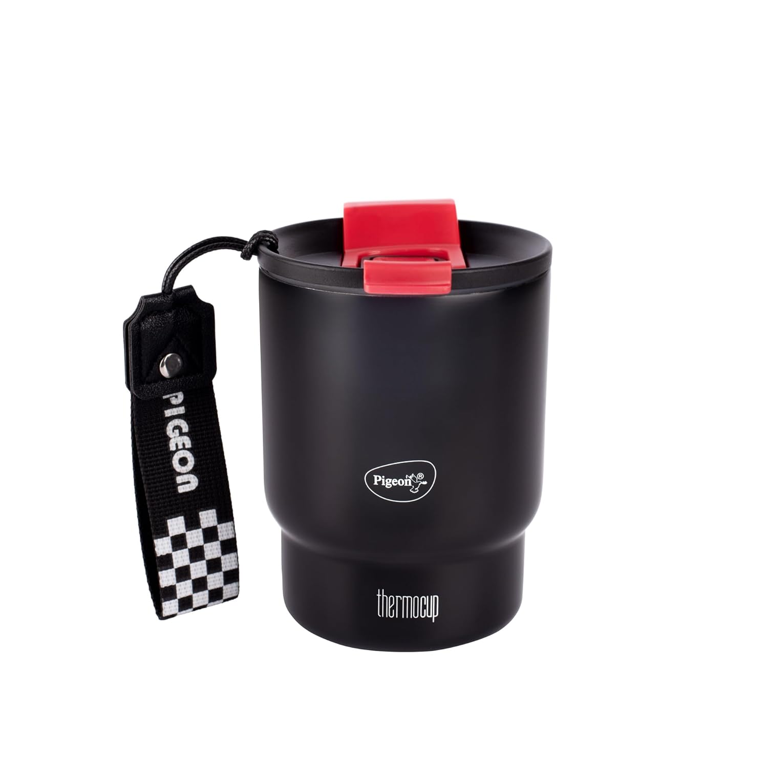 Pigeon Thermocup 350 ml: Stainless Steel Vacuum Insulated Coffee Cup/Tumbler for Hot and Cold Drinks, BPA-Free, Leak-Proof, Coffee Mug with Double Lid – Ideal for Car, Home, Office, Travelling | Black