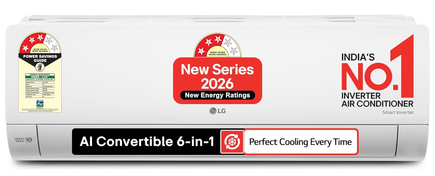 LG 1.5 Ton 3 Star, Smart Inverter Split AC (100% Copper Condenser, AI Convertible 6-in-1, Faster Cooling & Energy Saving, Diet Mode+, HD Filter with Anti-Virus Protection,Him Clean, AS-Q18JNXE,White)