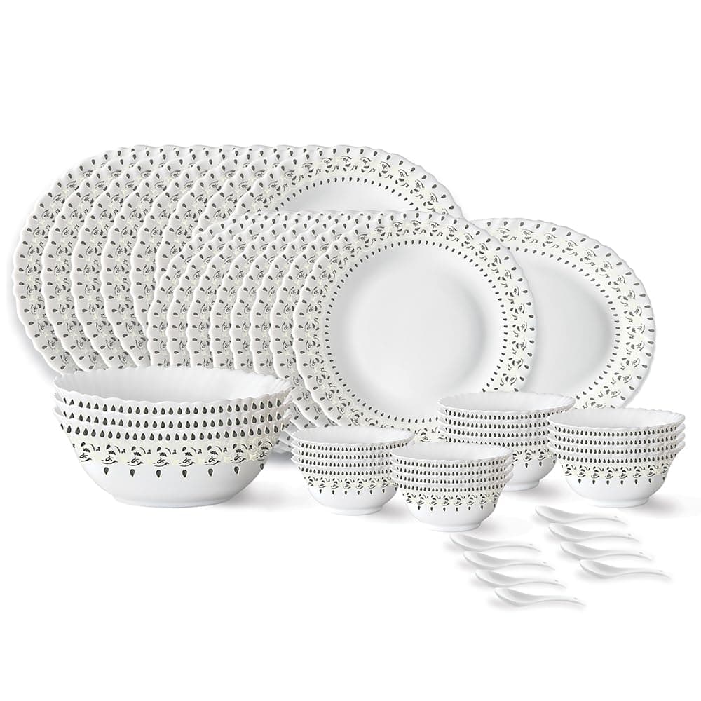 Larah by Borosil Ora Gold 44-Piece Opalware Dinner Set