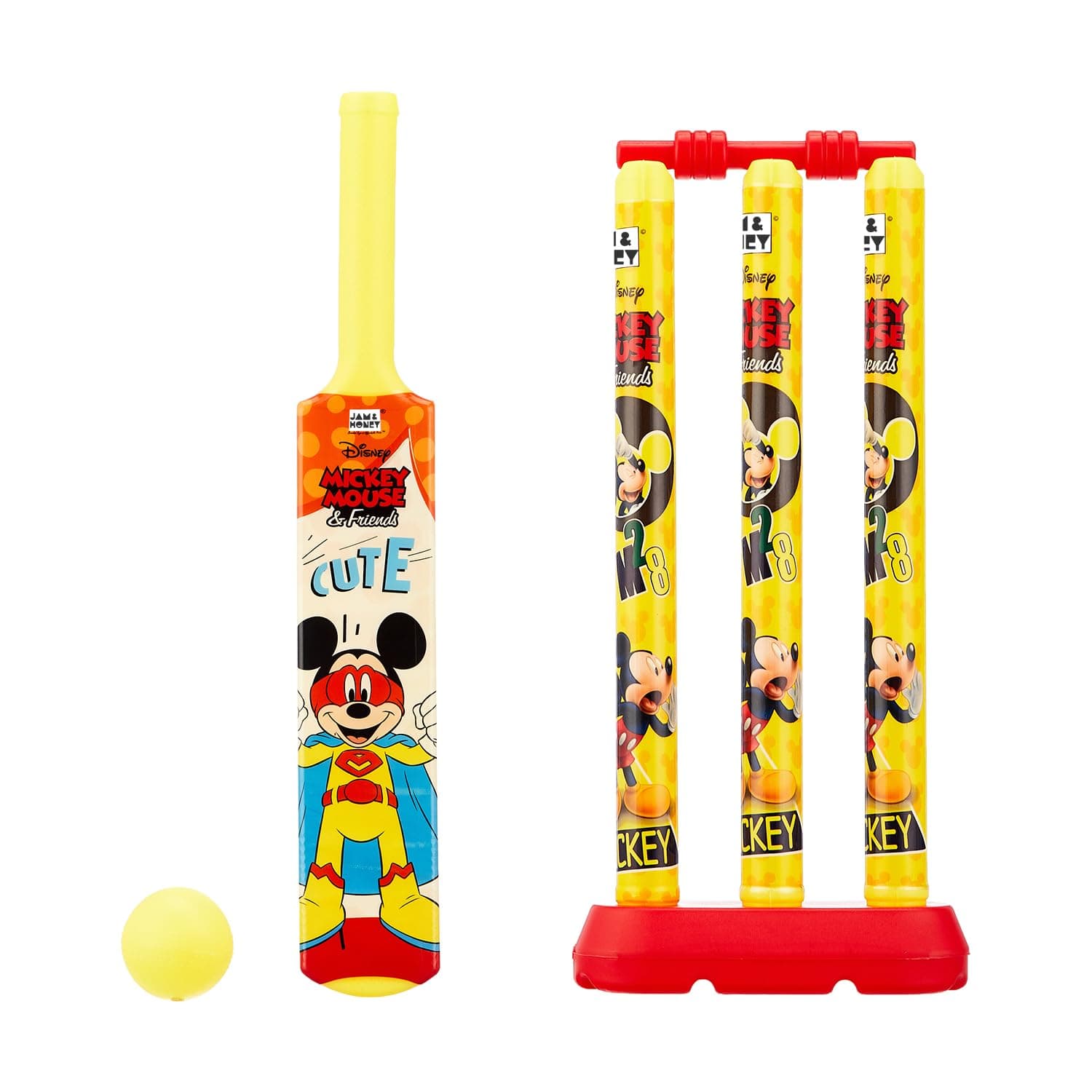 Jam & Honey Disney Mickey Mouse Plastic Cricket Set Size 1