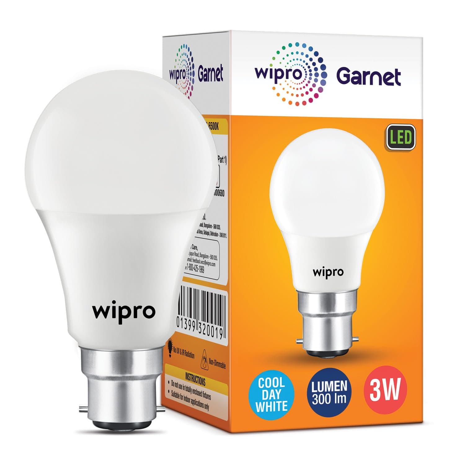 Wipro 3W Garnet B22D LED Bulb